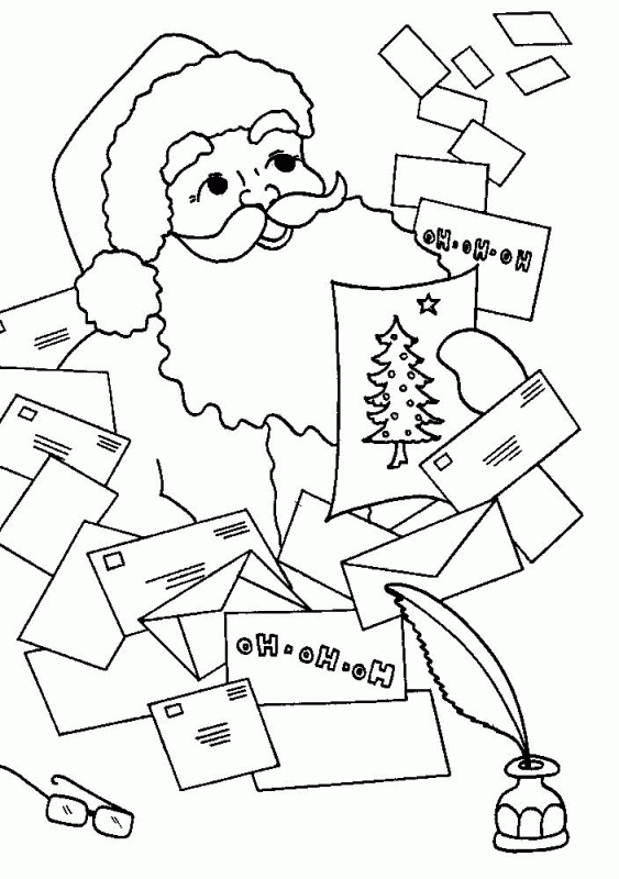 Mikołaj został zasypany listami od dzieci kolorowanka do druku